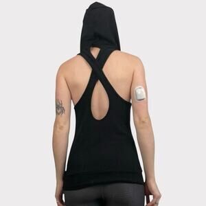 Mossimo Supply Co Black Hooded Open Cross Back Top